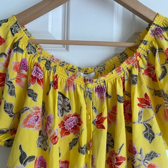 JOIE Derfuta 100% Silk Puff Sleeve Off Shoulder Romantic Floral Top Size M NWT - Picture 7 of 14